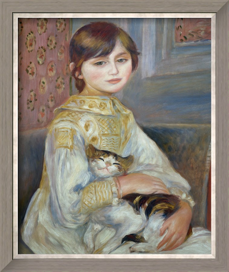 Portrait of Julie Manet or Little Girl with Cat - Pierre Auguste Renoir Painting